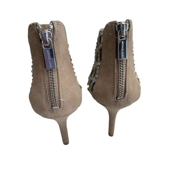 Michael Kors Taupe Sequin Caged Open Toe Booties - Picture 3 of 3